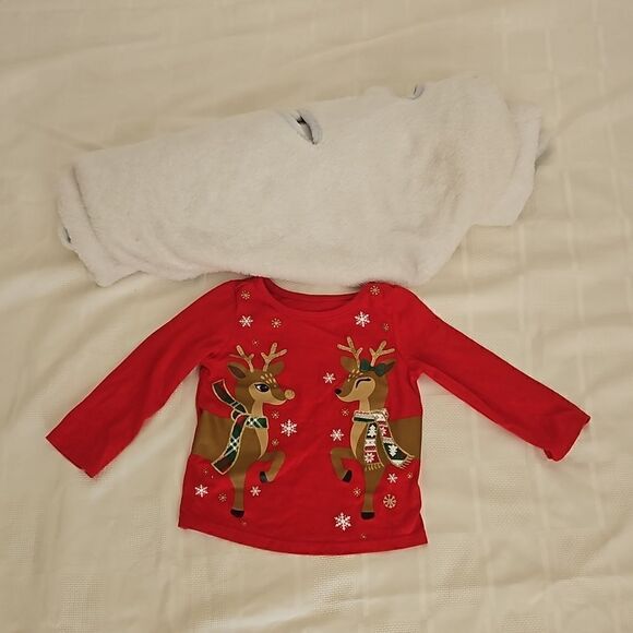 Holiday Time Baby Girl Bundle Pack Christmas Sweater And Blanket 12 Months Red - Picture 1 of 16